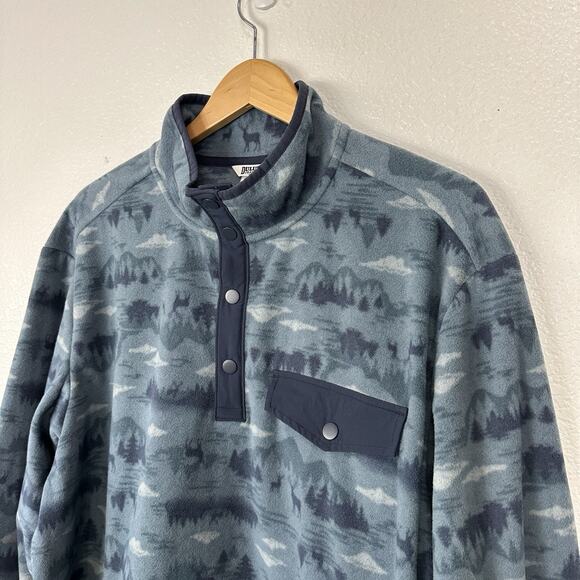 Duluth Pullover Mens XL Blue Camo Deer Doubleback Fleece Button Mock Outdoor - Picture 5 of 10